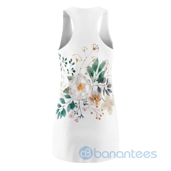 Watercolor White Flower WHite Racerback Dress For Women Product Photo