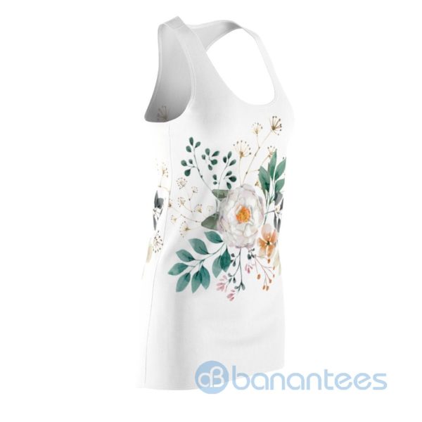 Watercolor White Flower WHite Racerback Dress For Women Product Photo
