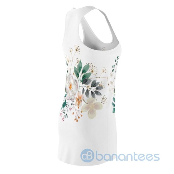 Watercolor White Flower WHite Racerback Dress For Women Product Photo
