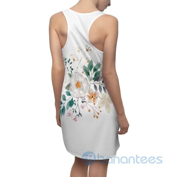 Watercolor White Flower WHite Racerback Dress For Women Product Photo