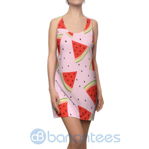 Watermelon Pieces Pattern Pink Racerback Dress For Women Product Photo