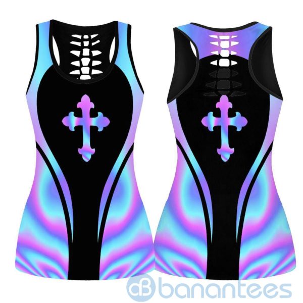 We Love Jesus Hollow Tank And Legging Outfit Product Photo