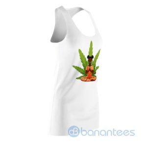 Weaf Leaf Yoga Girl Smoking White Racerback Dress For Women Product Photo