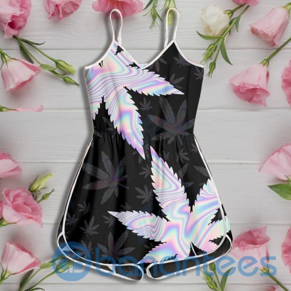 Weed Leaf Hologram Pattern Rompers For Women Product Photo