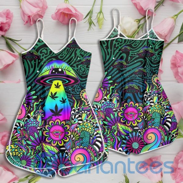 Weed Mushroom Psychedelic Color Rompers For Women Product Photo