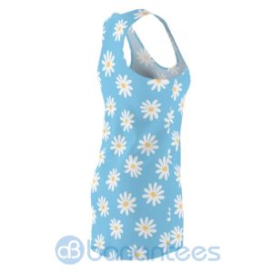 White Daisy Pattern Light Blue Racerback Dress For Women Product Photo