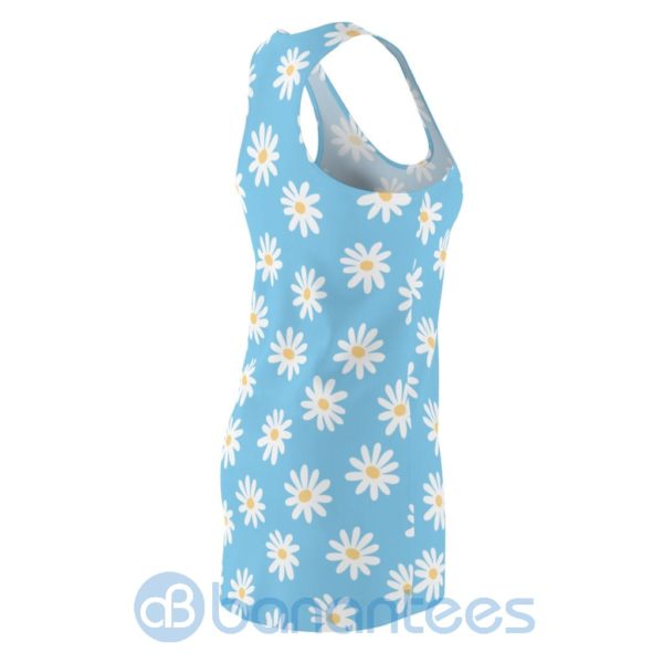 White Daisy Pattern Light Blue Racerback Dress For Women Product Photo