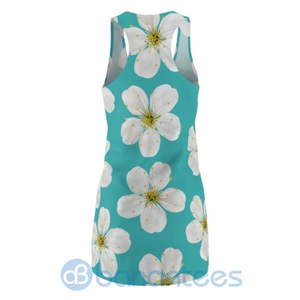 White Floral Seamless Pattern Full Printed Racerback Dress For Women Product Photo