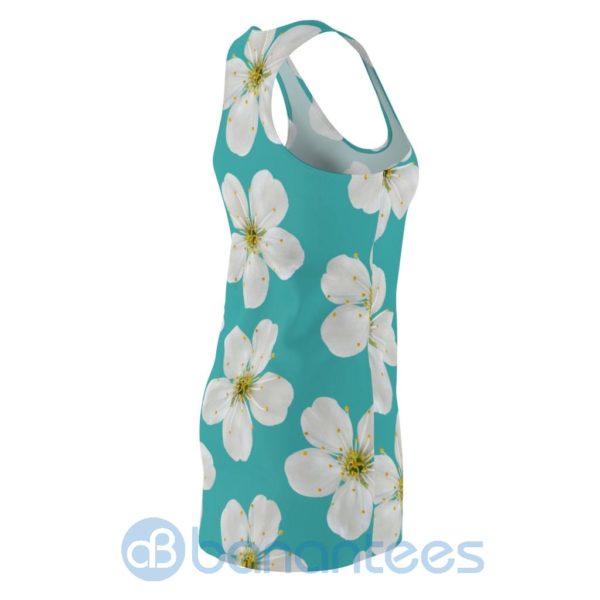White Floral Seamless Pattern Full Printed Racerback Dress For Women Product Photo