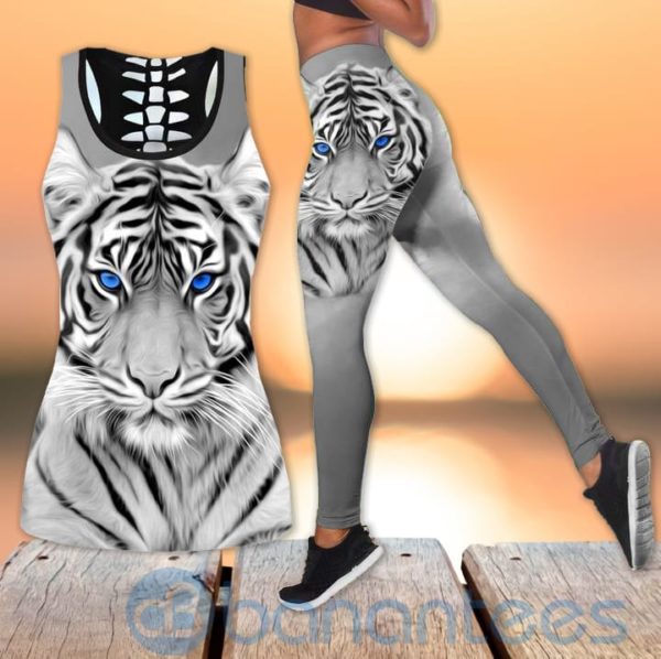 White Tiger Hollow Tank And Legging Outfit Product Photo