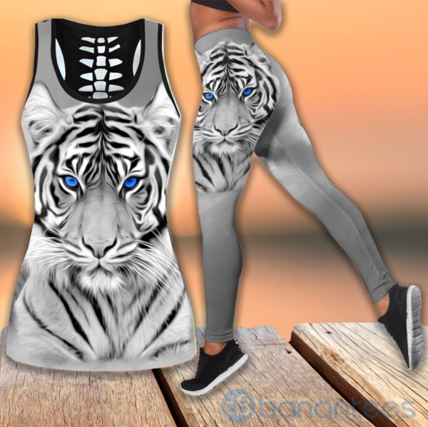 White Tiger Tank Top Legging Set Outfit Product Photo