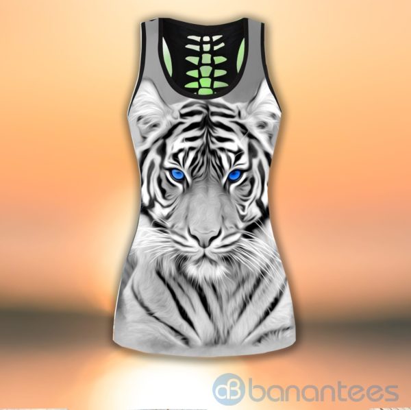 White Tiger Tank Top Legging Set Outfit Product Photo