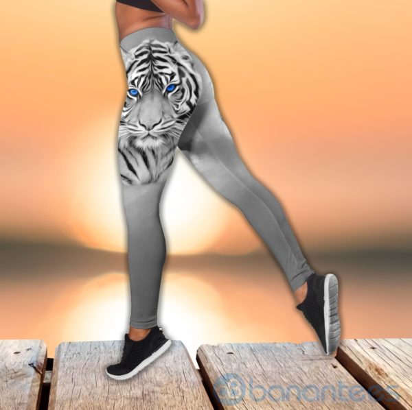 White Tiger Tank Top Legging Set Outfit Product Photo