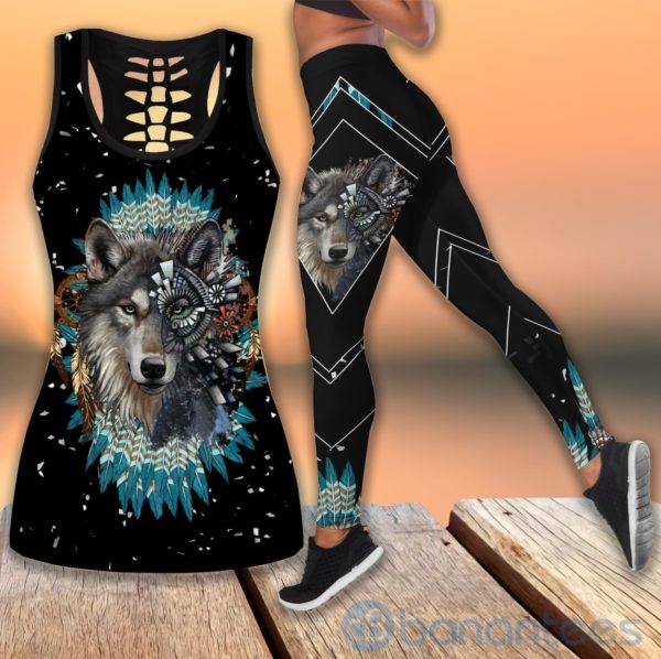 Wild Wolf Native American Tank Top Legging Set Outfit Product Photo