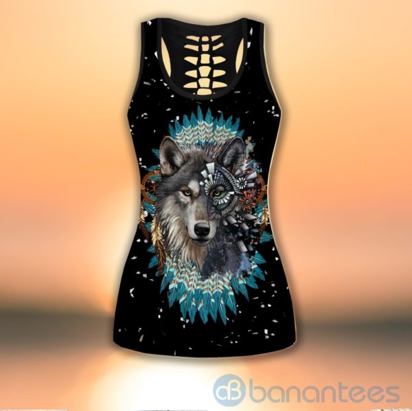 Wild Wolf Native American Tank Top Legging Set Outfit Product Photo