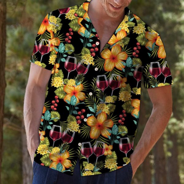 Wine Shirt Bestd Wine Aloha Wine Hawaiian Shirt Summer Hawaiian Product Photo