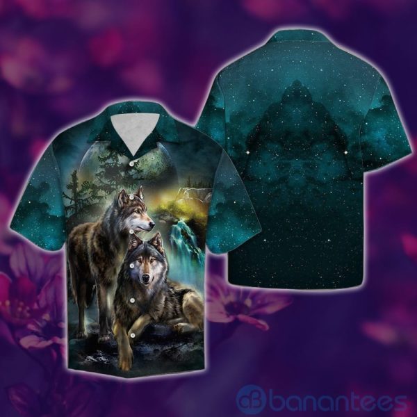 Wolf And Moon Tropical Hawaiian Shirt Product Photo