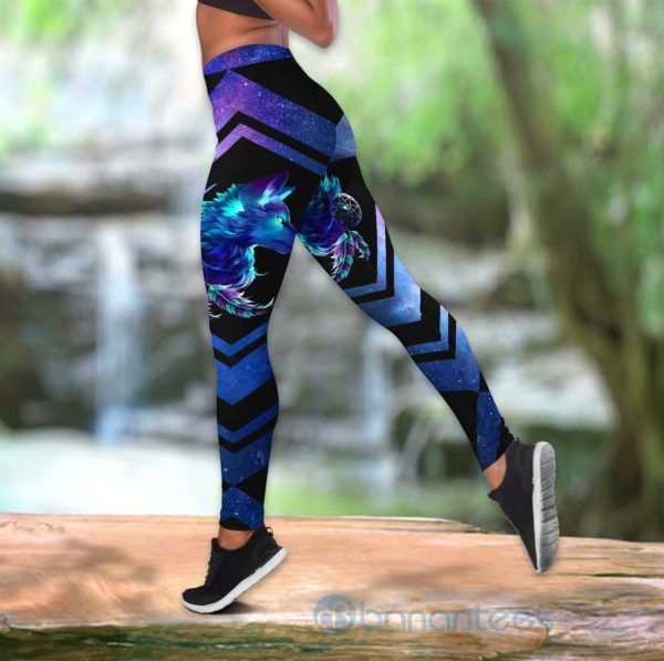 Wolf Best Gift Blue Hollow Tank Top Legging Set Outfit Product Photo