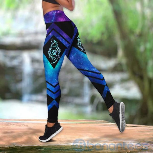 Wolf Girl Blue Galaxy Tank Top Legging Set Outfit Product Photo