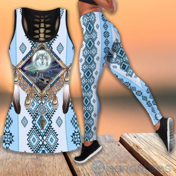 Wolf Native American Tank Top Legging Set Outfit Product Photo