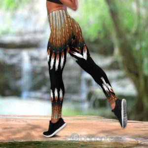 Wolf Native Black Hollow Tank Top Legging Set Outfit Product Photo