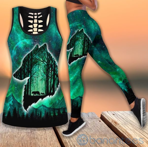 Wolf Tank Forest Top Legging Set Outfit Product Photo