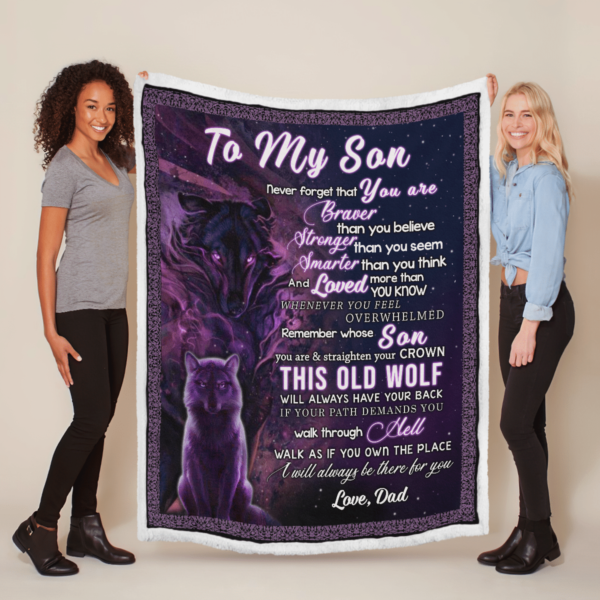Wolf To My Son I'll Always Be There For You Sherpa Blanket Product Photo