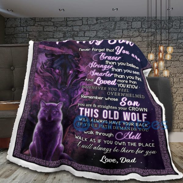 Wolf To My Son I'll Always Be There For You Sherpa Blanket Product Photo