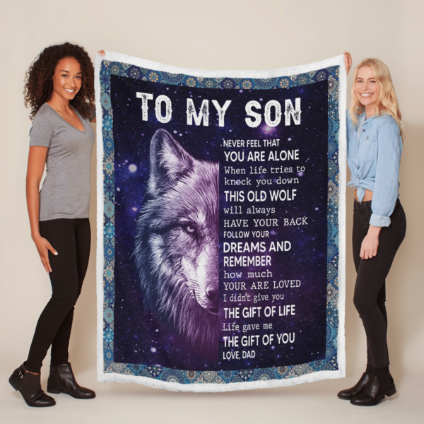 Wolf To My Son Life Gave Me The Gift Of You Sherpa Blanket Product Photo