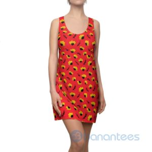 Yellow Flowers Cartoon Seamless Pattern Racerback Dress For Women Product Photo