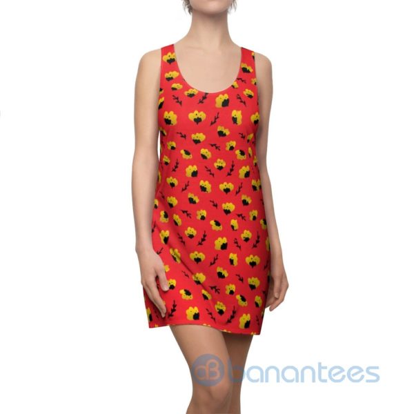 Yellow Flowers Cartoon Seamless Pattern Racerback Dress For Women Product Photo