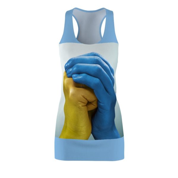 Yellow Hand And Blue Hand Light Blue Racerback Dress For Women Product Photo