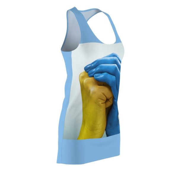 Yellow Hand And Blue Hand Light Blue Racerback Dress For Women Product Photo