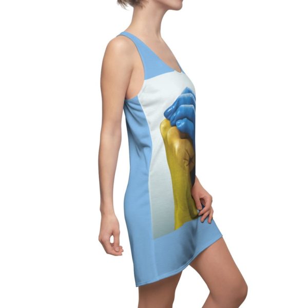 Yellow Hand And Blue Hand Light Blue Racerback Dress For Women Product Photo
