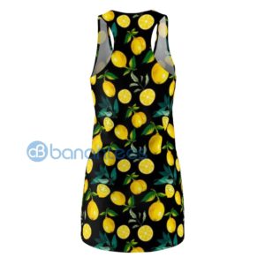 Yellow Lemon Pattern Full Printed Black Racerback Dress For Women Product Photo