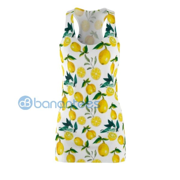 Yellow Lemon Pattern Full Printed Racerback Dress For Women Product Photo