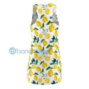 Yellow Lemon Pattern Full Printed Racerback Dress For Women Product Photo