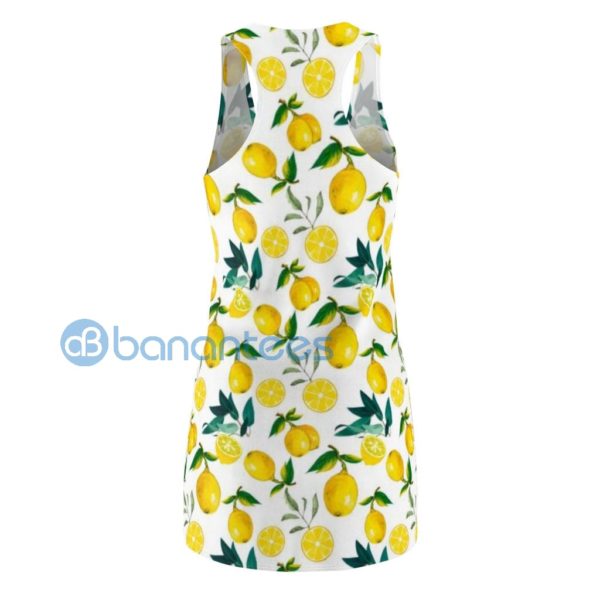 Yellow Lemon Pattern Full Printed Racerback Dress For Women Product Photo