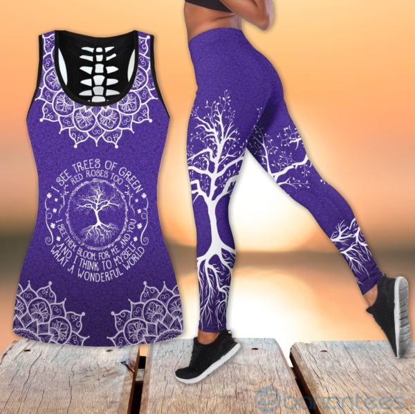 Yoga Chakra Hollow Tank And Legging Outfit Product Photo