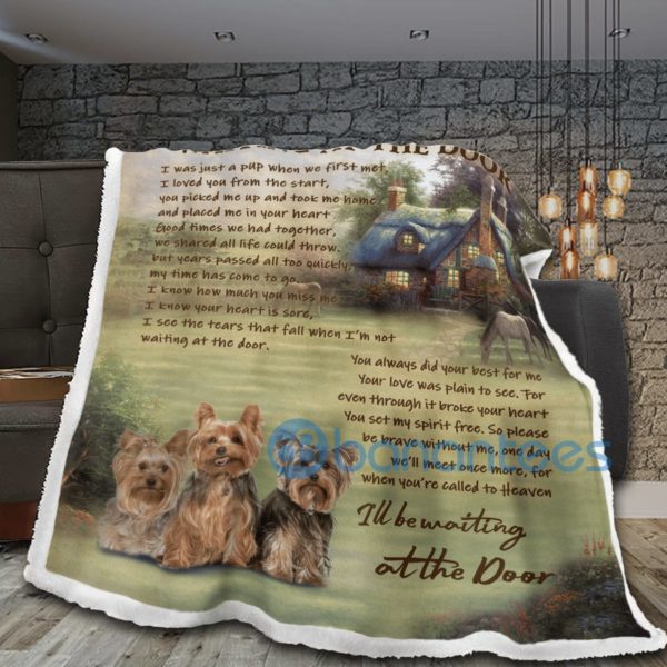 Yorkshire I'll Be Waiting At The Door Sherpa Blanket Product Photo