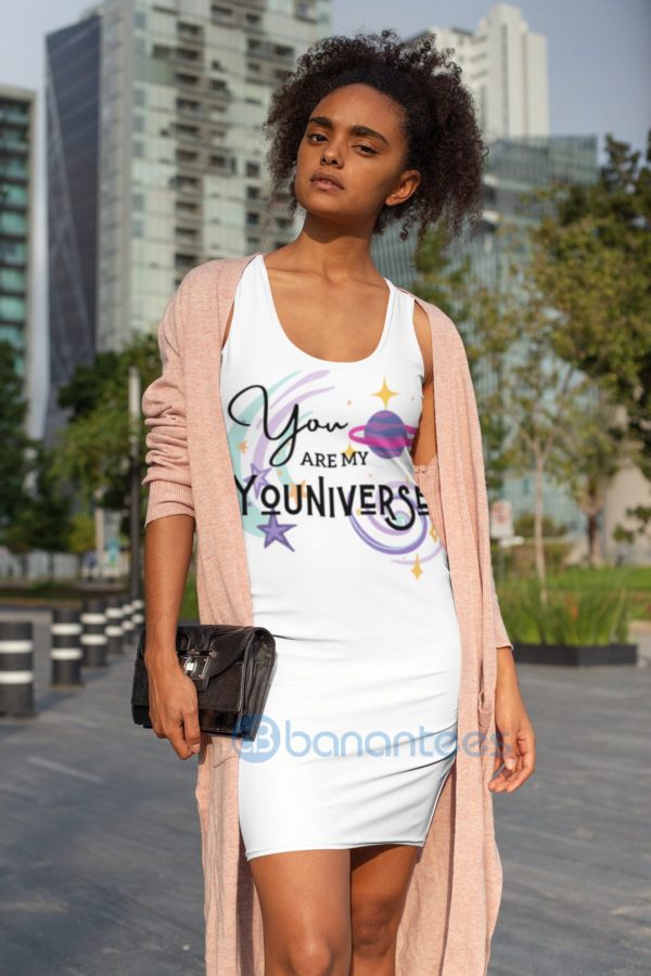 You are my Youniverse Space White Racerback Dress For Women Product Photo