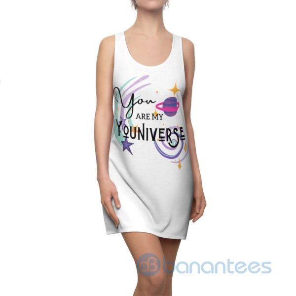You are my Youniverse Space White Racerback Dress For Women Product Photo