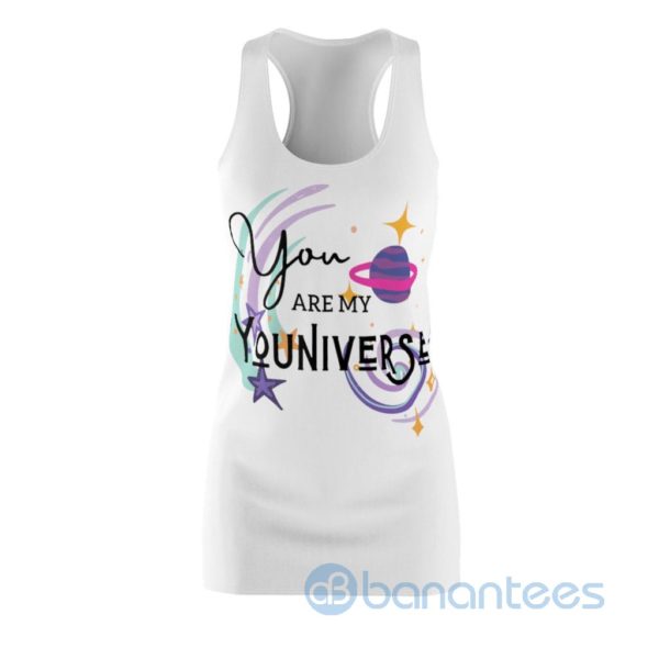 You are my Youniverse Space White Racerback Dress For Women Product Photo
