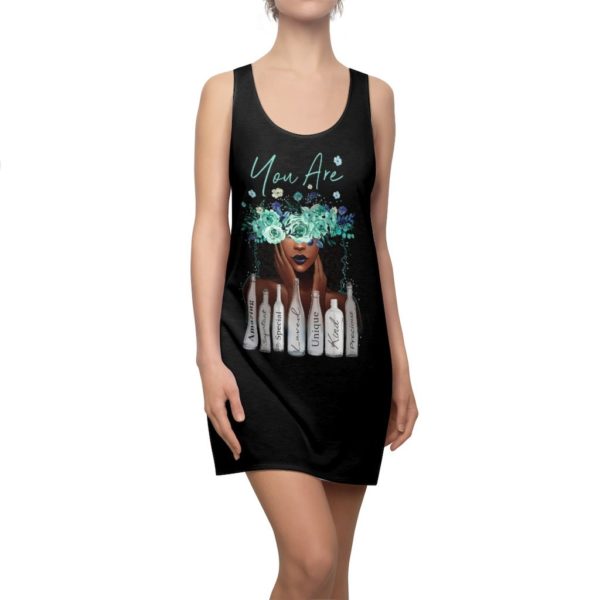 You Are Neautiful Girl And Flowes Black Racerback Dress Product Photo