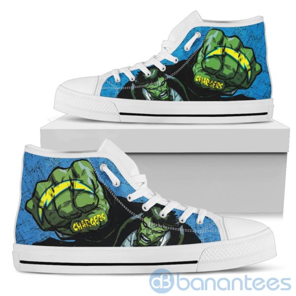 3D Hulk Punch Los Angeles Chargers High Top Shoes Product Photo