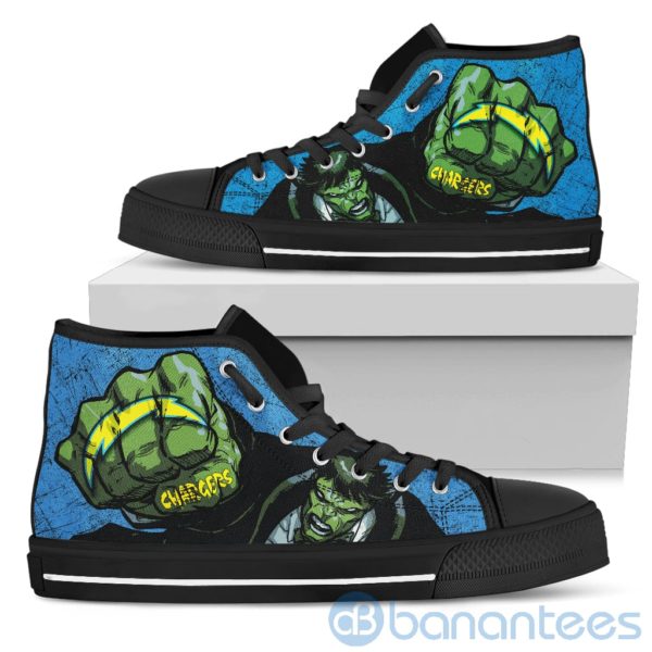 3D Hulk Punch Los Angeles Chargers High Top Shoes Product Photo