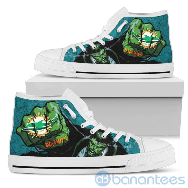 3D Hulk Punch Miami Dolphins High Top Shoes Product Photo