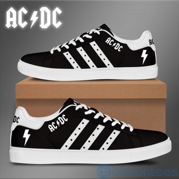 Acdc White Striped Black Low Top Skate Shoes Product Photo