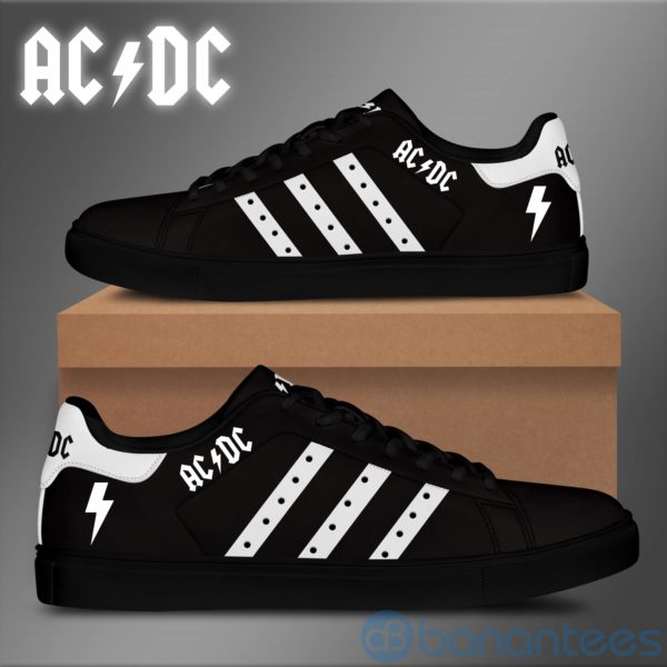 Acdc White Striped Black Low Top Skate Shoes Product Photo