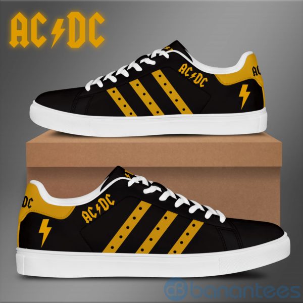 Acdc Yellow Striped Black Low Top Skate Shoes Product Photo